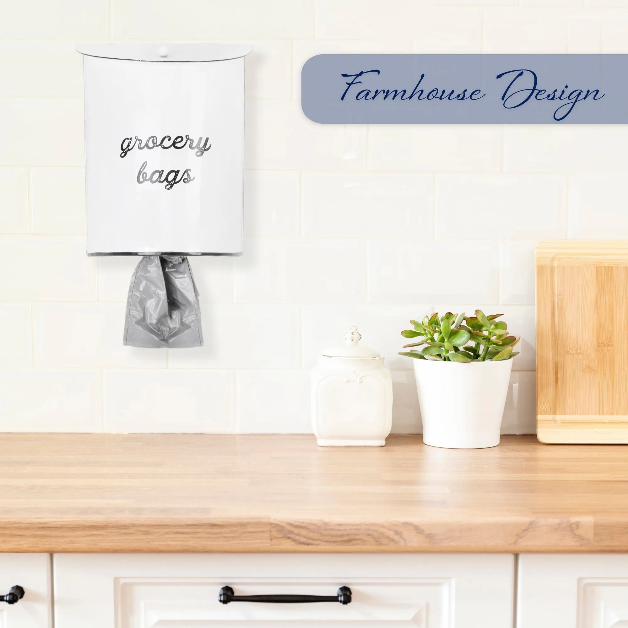 Farmhouse Enamelware Grocery Bag Holder (White, Case of 12)