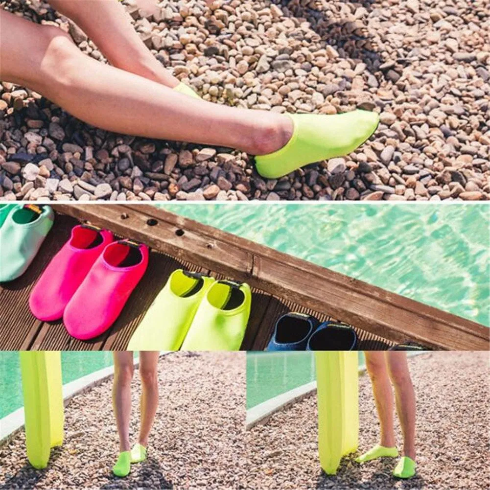 Fashion Barefoot Water Skin Shoes Anti-skid Socks Beach for Swim Surf Yoga Exercise Fluorescent yellow_S 36-37