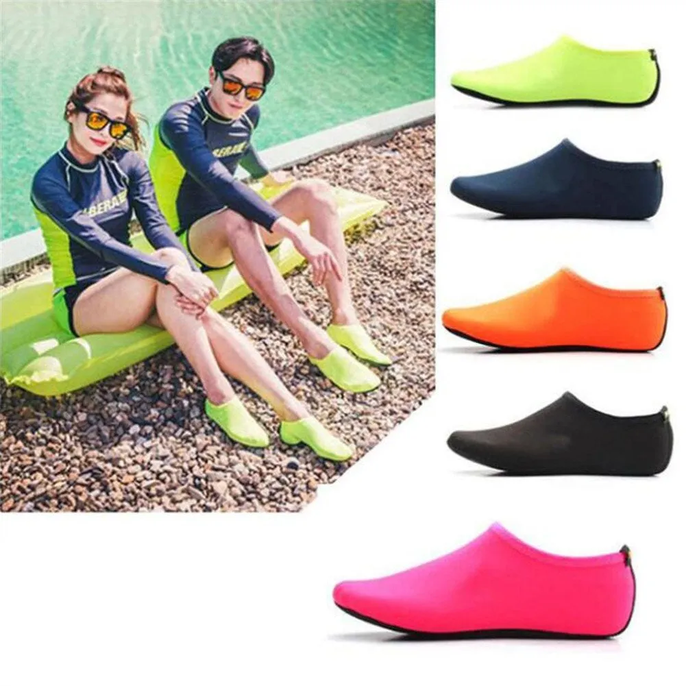 Fashion Barefoot Water Skin Shoes Anti-skid Socks Beach for Swim Surf Yoga Exercise Fluorescent yellow_S 36-37
