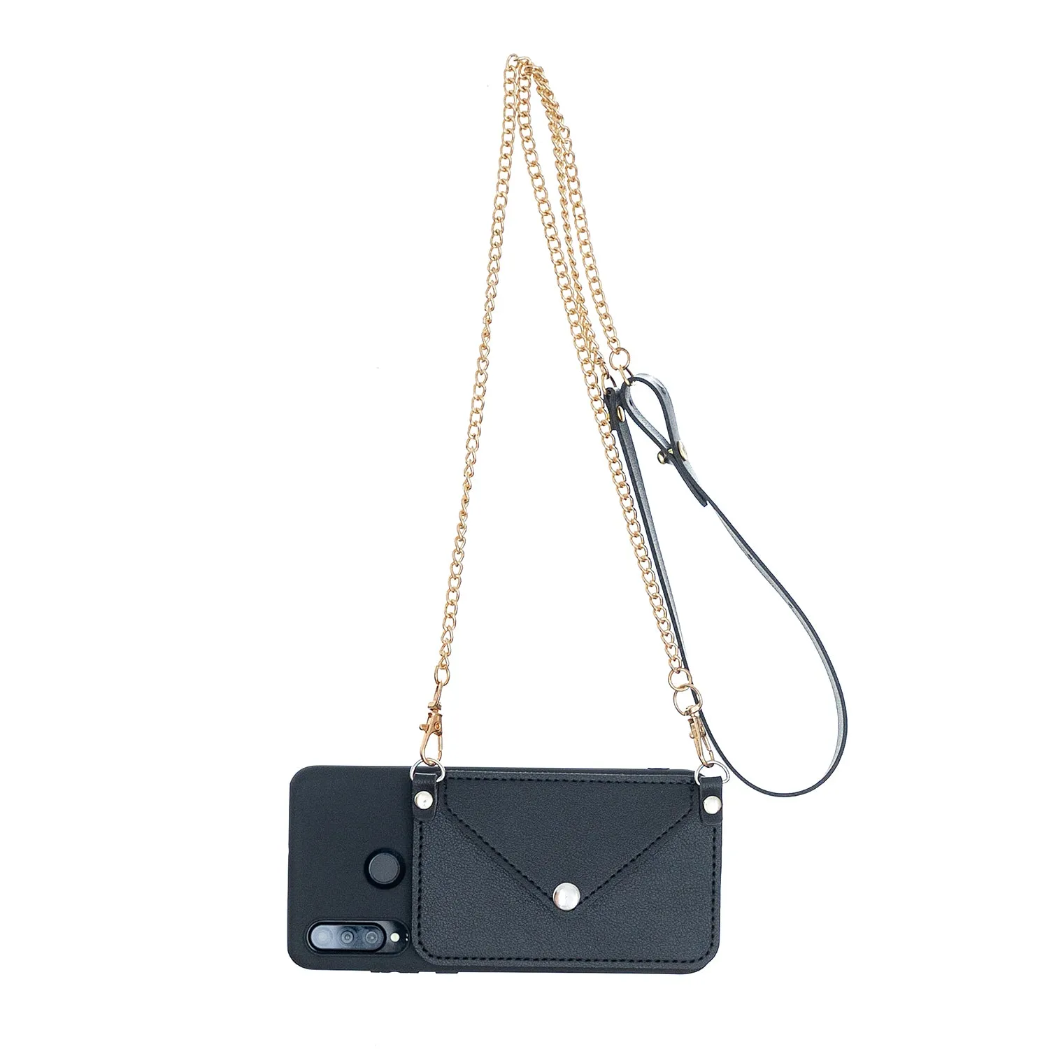 For HUAWEI P30/P30 Lite/P30 Pro Mobile Phone Cover with Pu Leather Card Holder   Hand Rope   Straddle Rope Pink