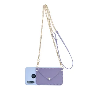 For HUAWEI P30/P30 Lite/P30 Pro Mobile Phone Cover with Pu Leather Card Holder   Hand Rope   Straddle Rope purple