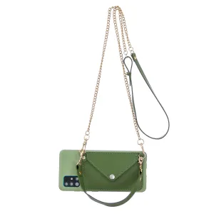 For HUAWEI P40/P40 Lite/P40 Pro Mobile Phone Cover with Pu Leather Card Holder   Hand Rope   Straddle Rope green