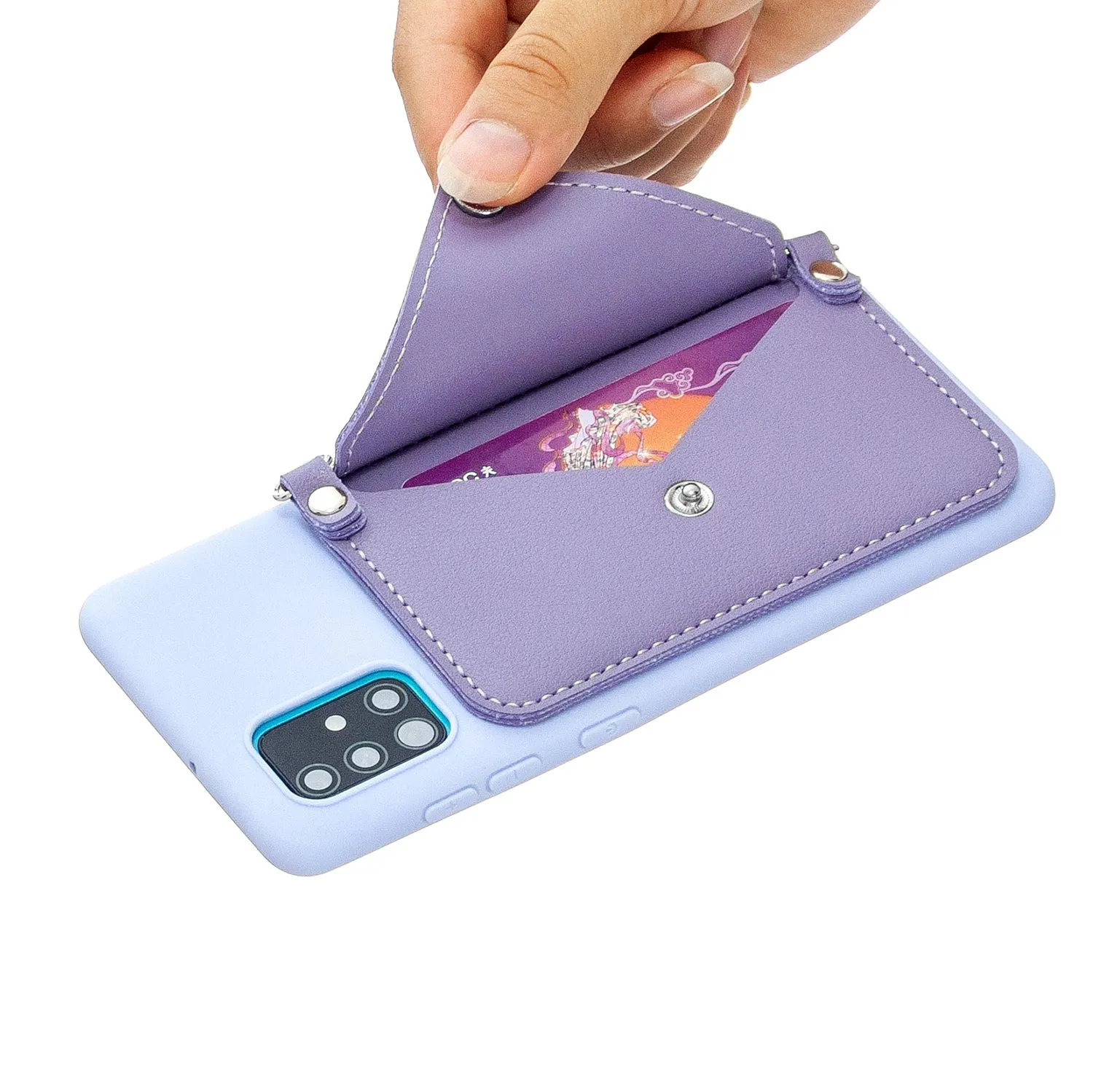 For HUAWEI P40/P40 Lite/P40 Pro Mobile Phone Cover with Pu Leather Card Holder   Hand Rope   Straddle Rope purple