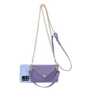 For HUAWEI P40/P40 Lite/P40 Pro Mobile Phone Cover with Pu Leather Card Holder   Hand Rope   Straddle Rope purple