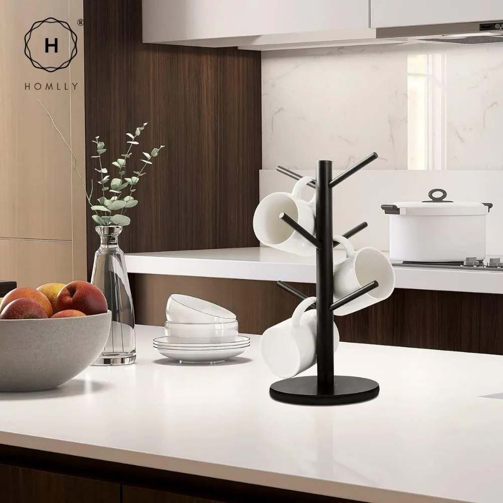 Homlly Bamboo Cup Mug Tree Stand Holder
