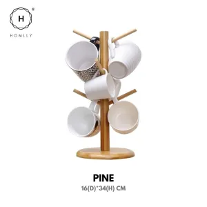 Homlly Bamboo Cup Mug Tree Stand Holder