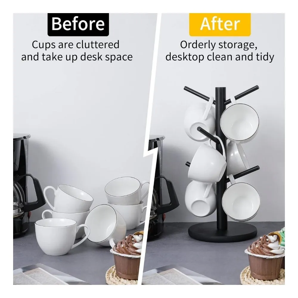 Homlly Bamboo Cup Mug Tree Stand Holder