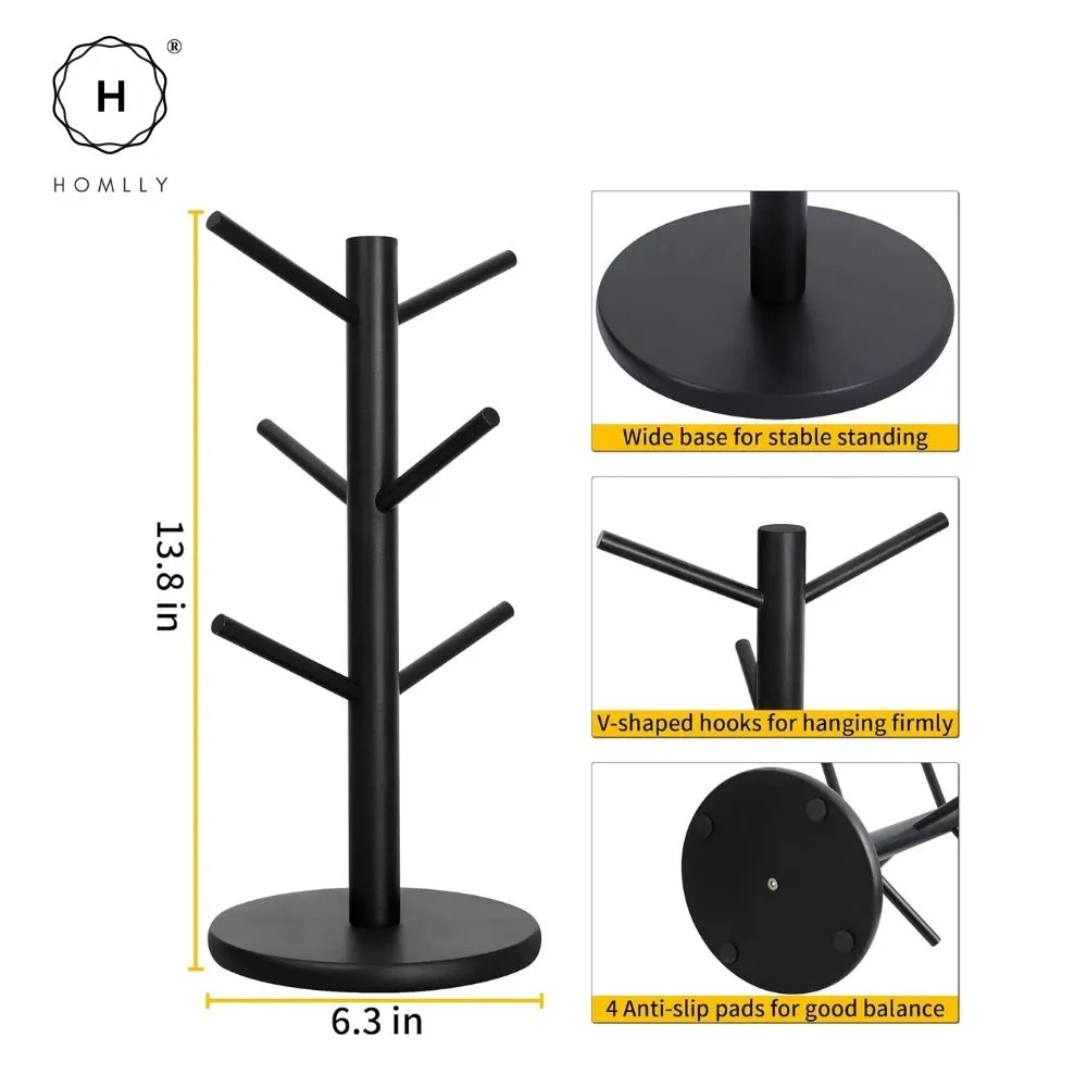 Homlly Bamboo Cup Mug Tree Stand Holder
