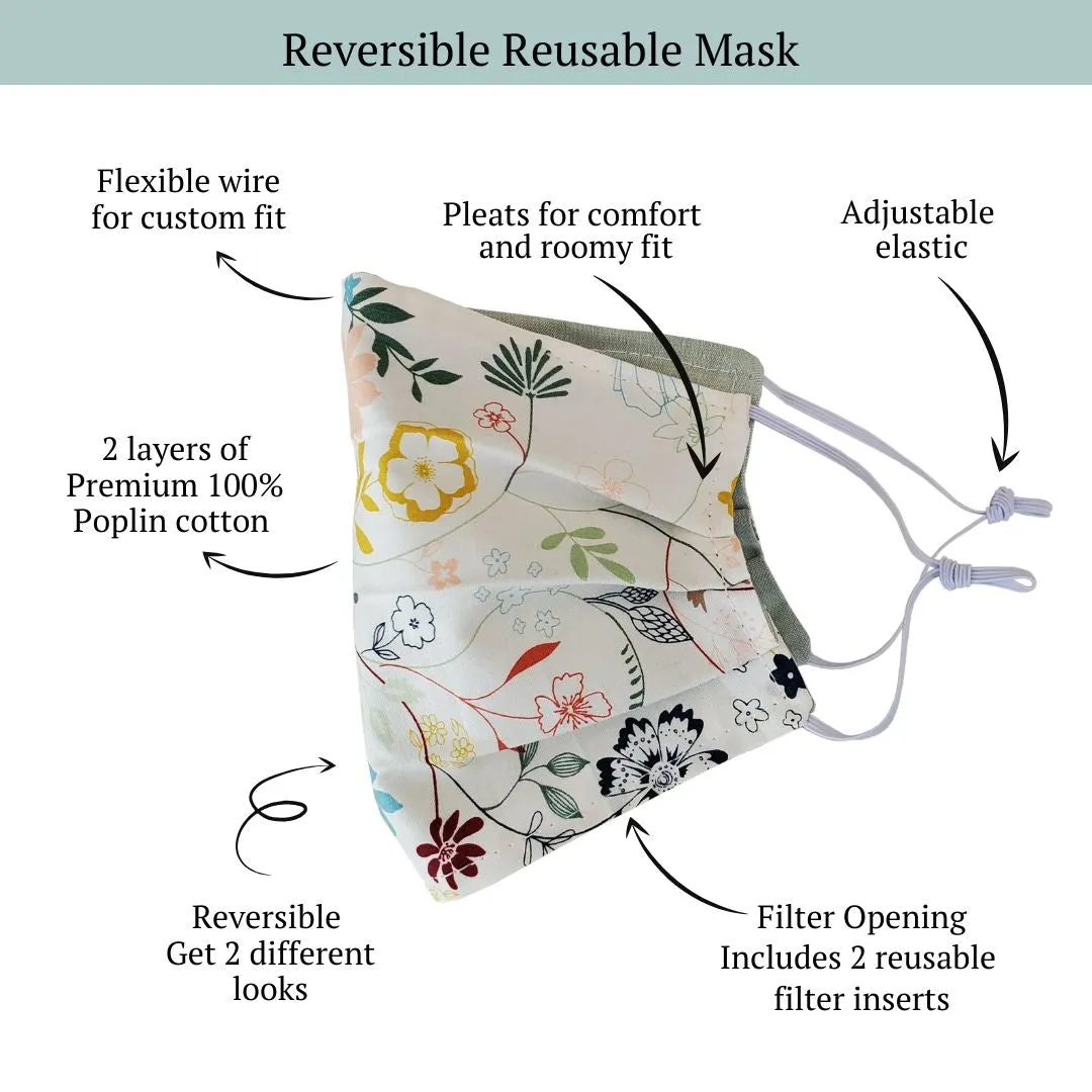 KIDS Reversible Mask - Japanese Dobby Asanoha Star Peach
