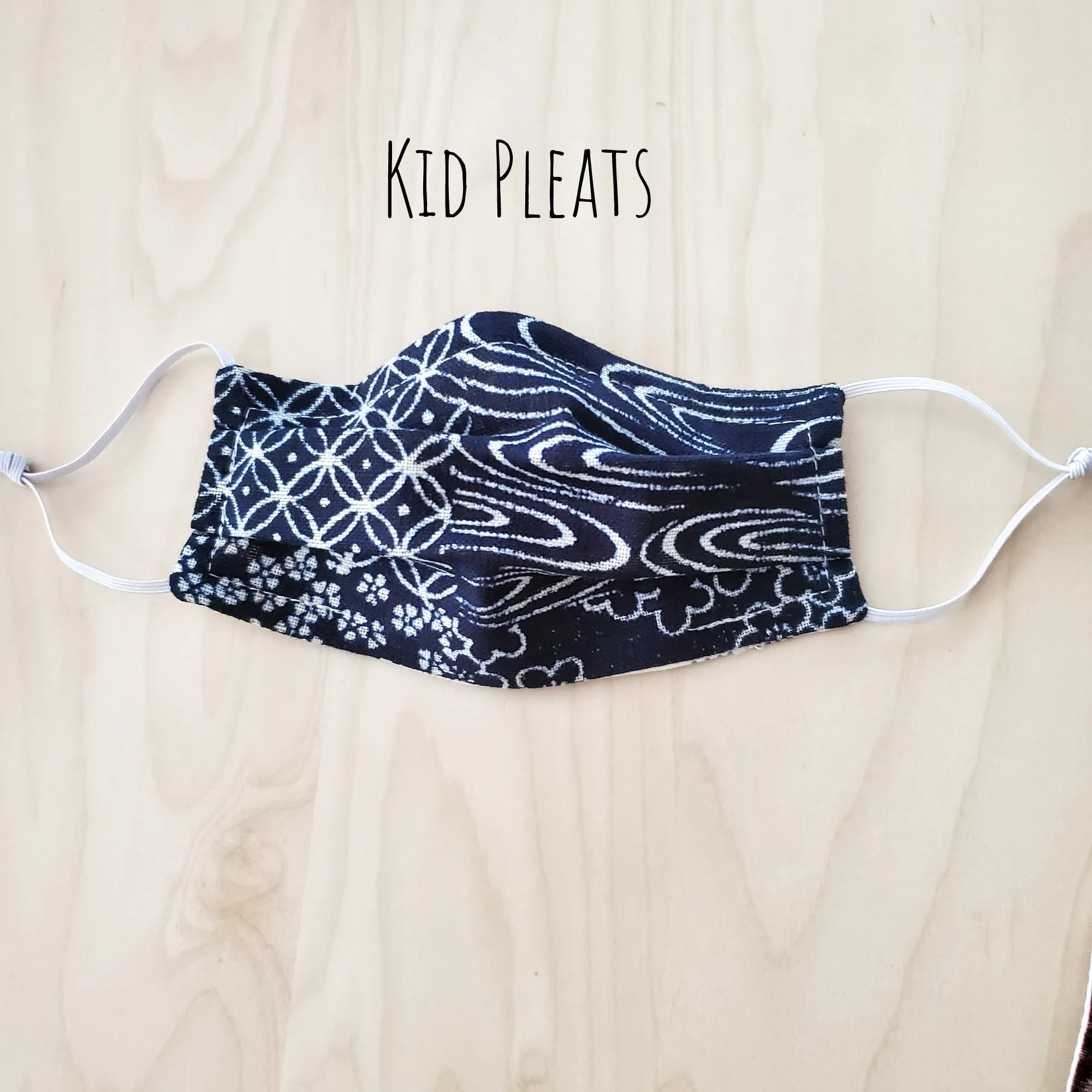 KID's Reversible Mask - Japanese Indigo Patchwork