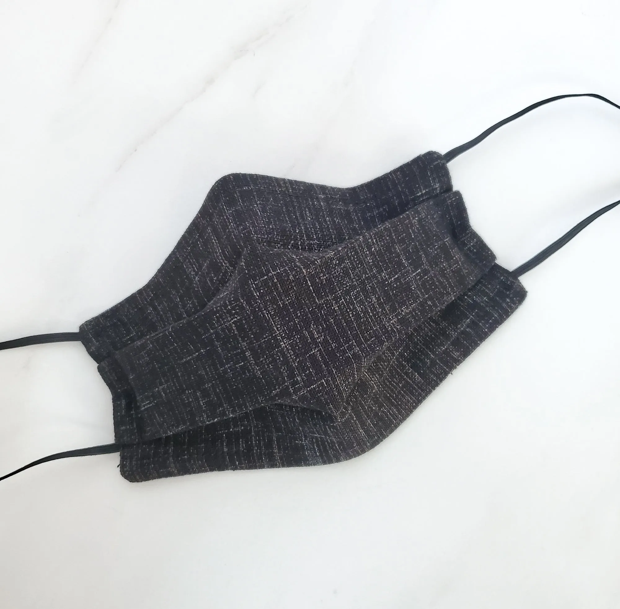 KIDS Reversible Pleat Mask - Japanese Cross Hatch Black / Brown