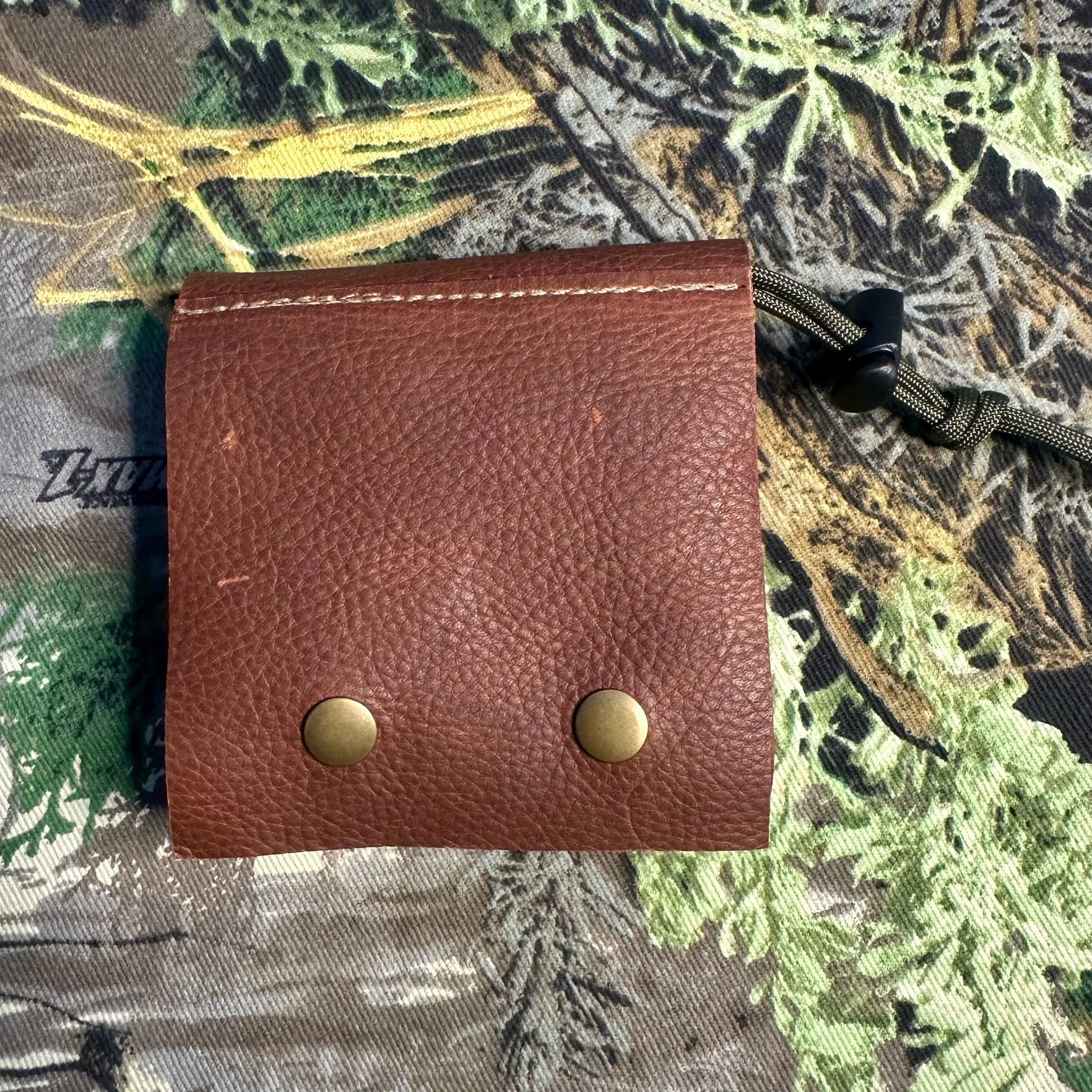 Leather Bushcraft Foraging Pouch Gathering Bag Dump Sack Folding Pocket Leather (Kodiak /Olive)