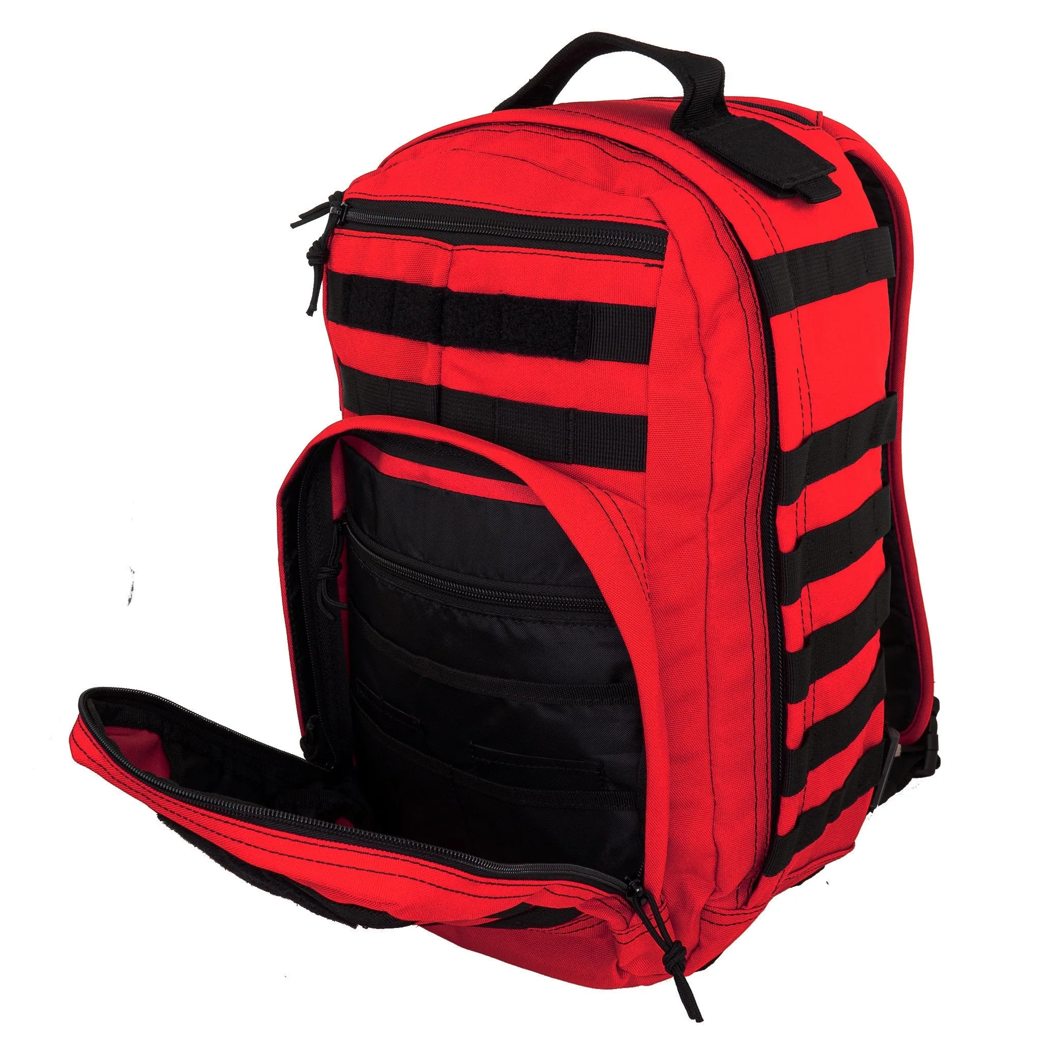 LINE2design Emergency Medical Stop Bleeding First Aid Kit, Tactical MOLLE Backpack Fully Stocked Rescue Kit-Red