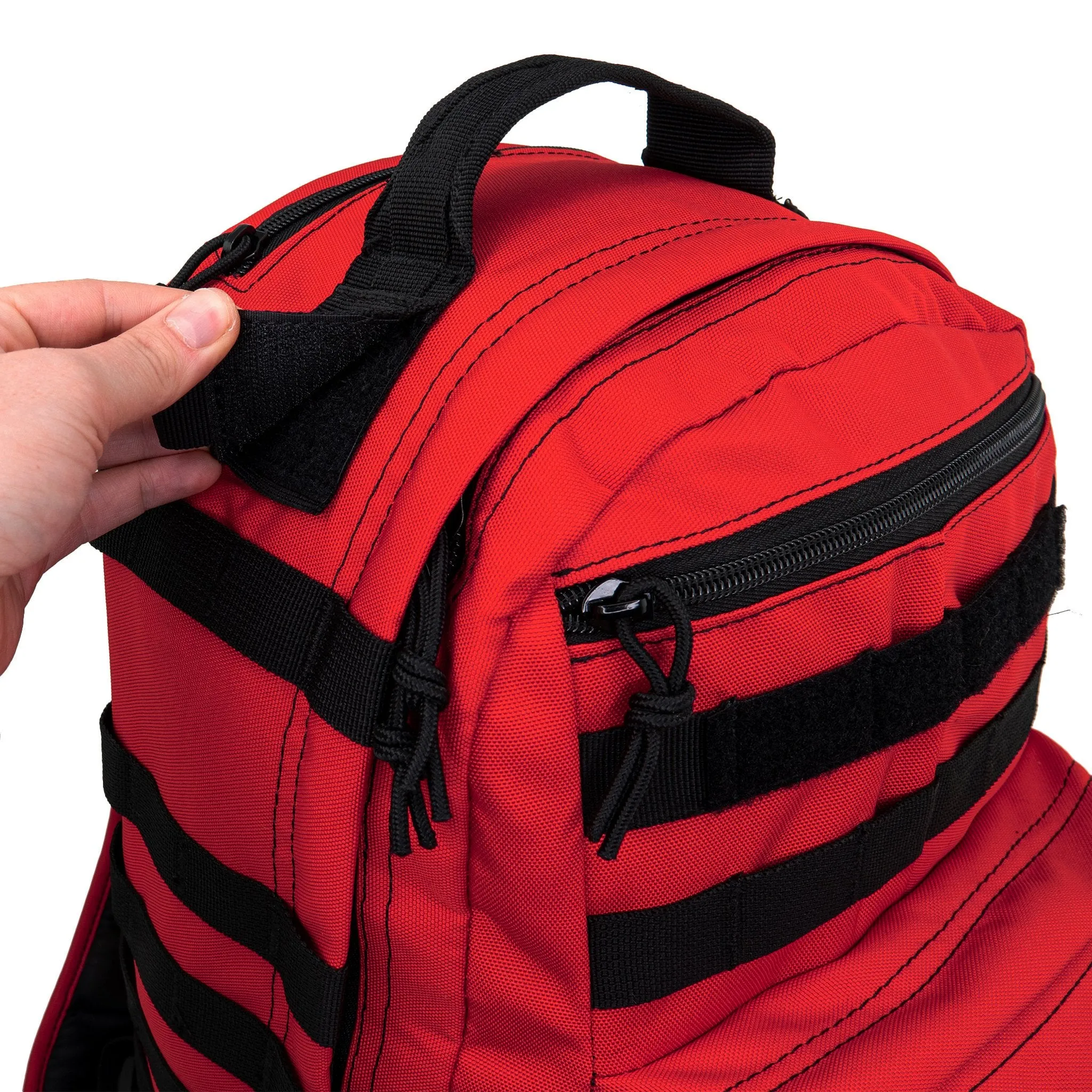 LINE2design Emergency Medical Stop Bleeding First Aid Kit, Tactical MOLLE Backpack Fully Stocked Rescue Kit-Red