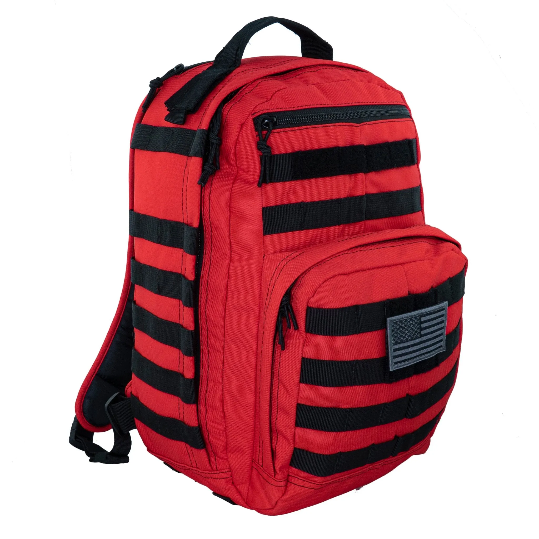 LINE2design Emergency Medical Stop Bleeding First Aid Kit, Tactical MOLLE Backpack Fully Stocked Rescue Kit-Red