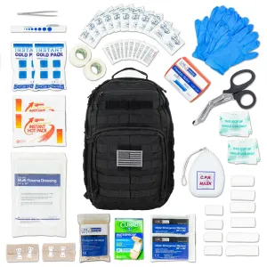 LINE2design Emergency Medical Stop Bleeding First Aid Kit, Tactical MOLLE Backpack Fully Stocked Rescue Kit