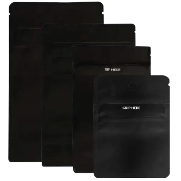 Loud Lock Grip N Pull Mylar Black Bag Starter Kit - 4 Sizes - (500 Bags Per Size)