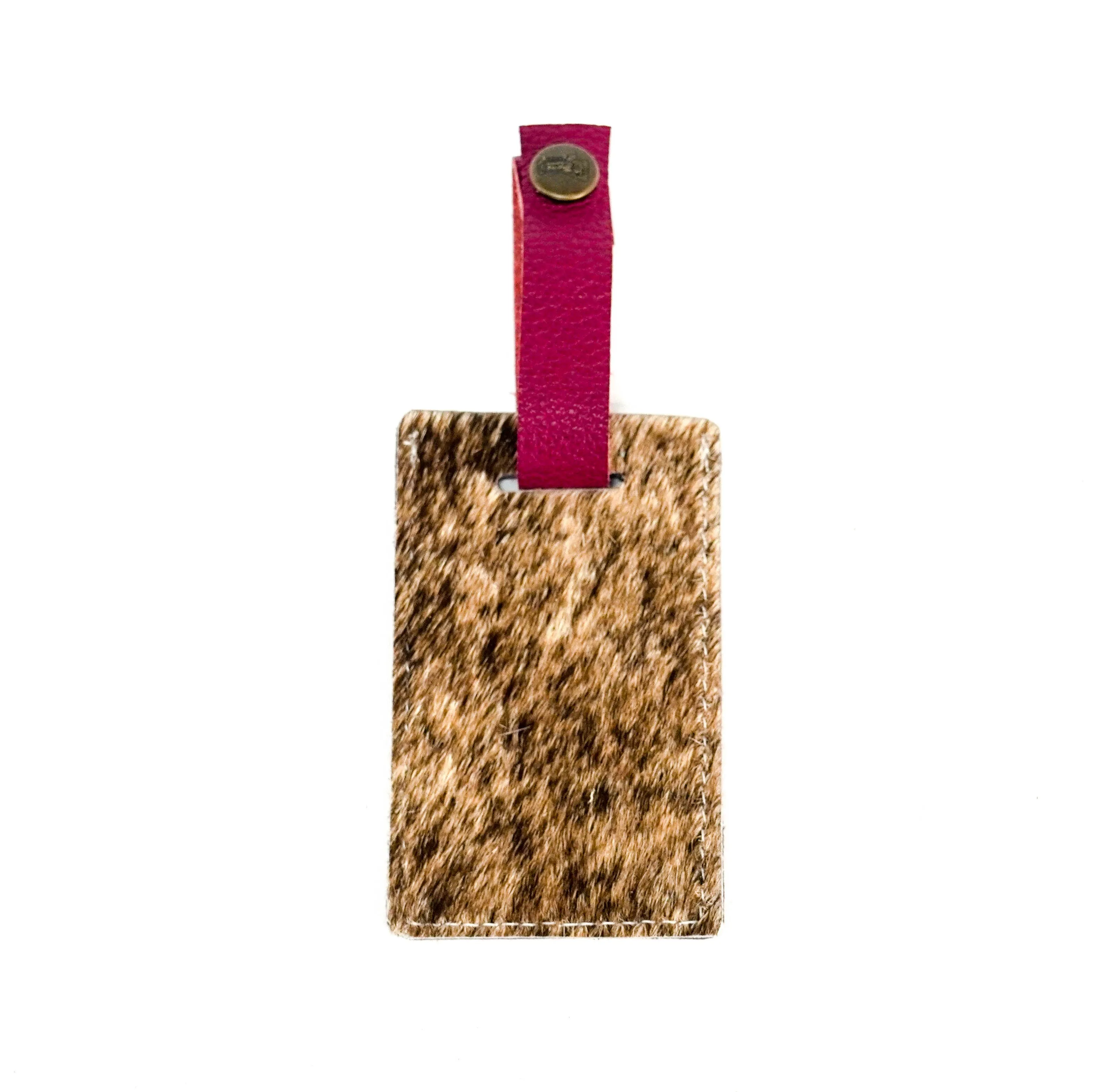 Luggage Tag - Brindle w/ Red Skulls