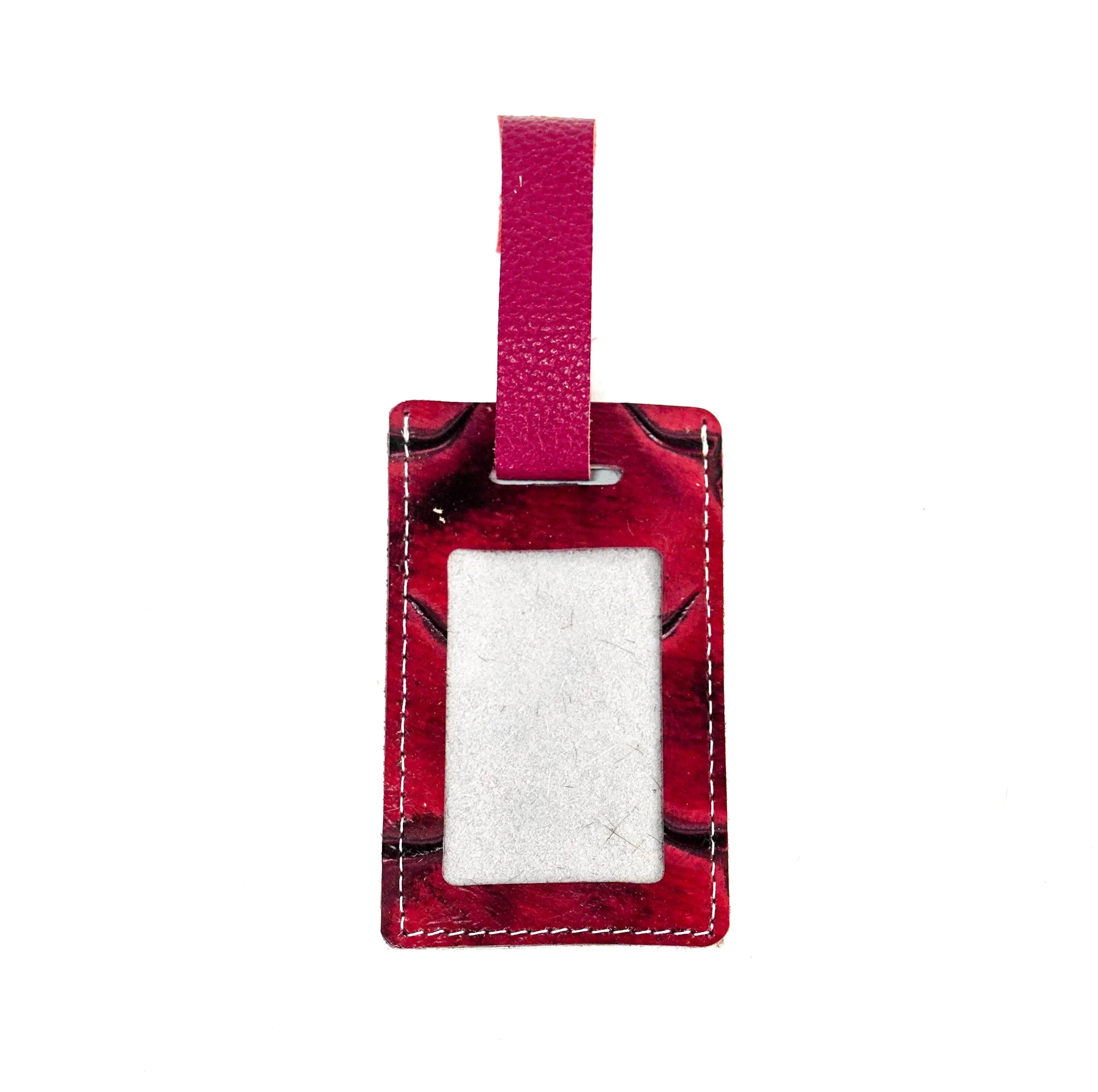 Luggage Tag - Brindle w/ Red Skulls