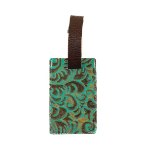 Luggage Tag - Brindle w/ Turquoise Caracole