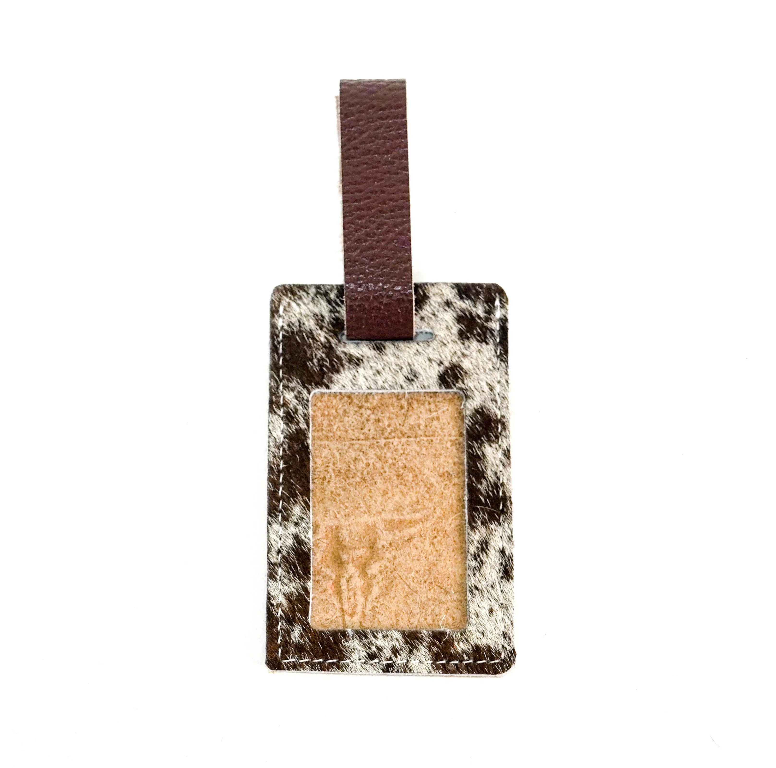 Luggage Tag - Chocolate & White w/ Mountain View Skulls