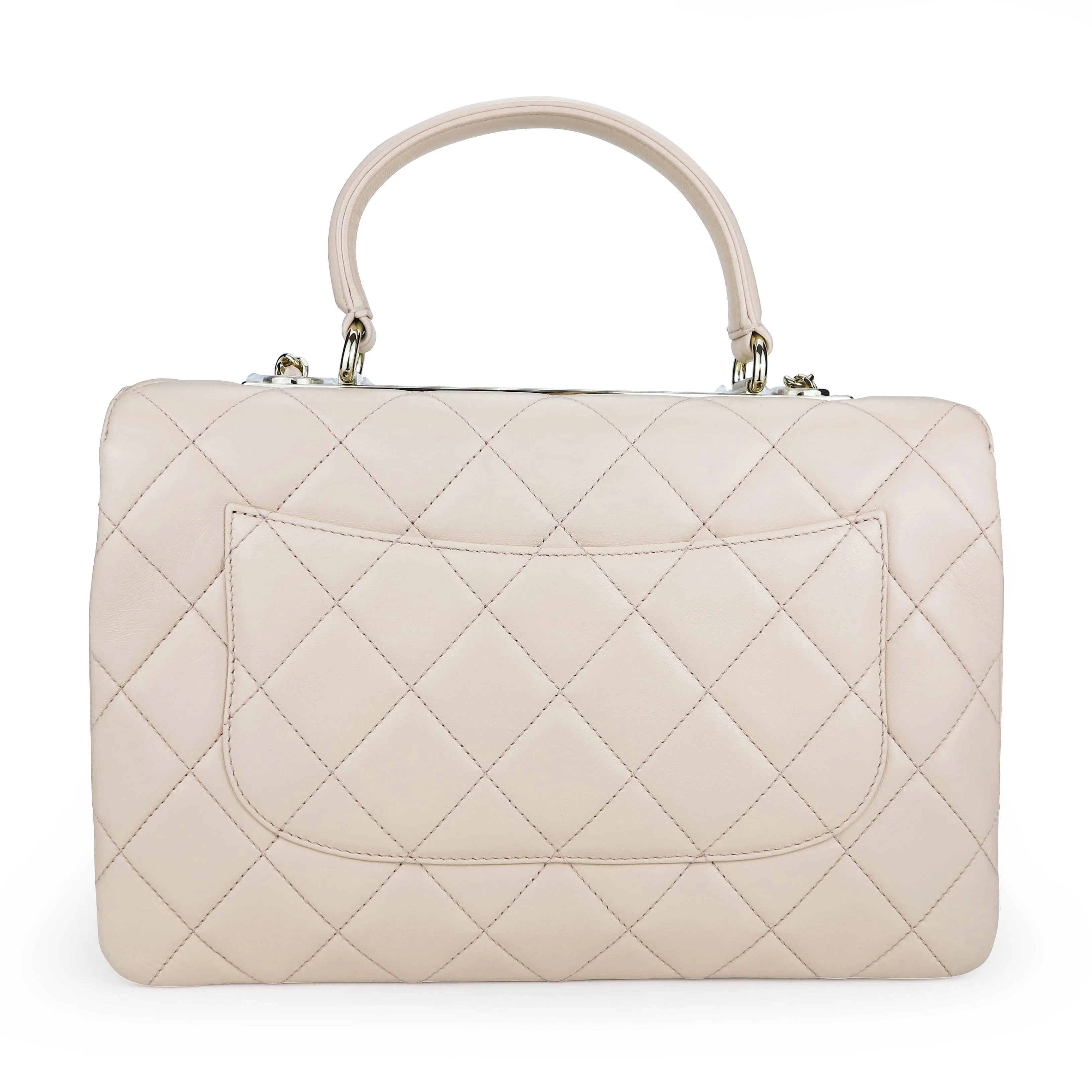 Medium Trendy CC Flap Bag with Top Handle in 21S Light Beige Lambskin