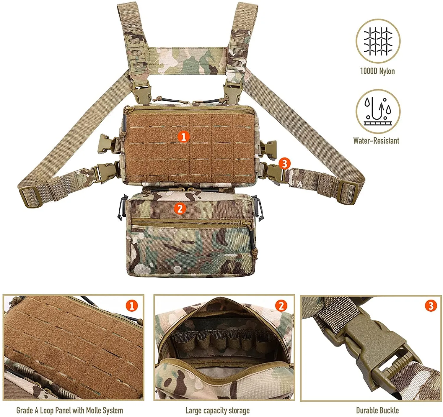 Modular Tactical Chest Rig and Sub Abdominal Pouch Set for Enhanced Gear Carrying