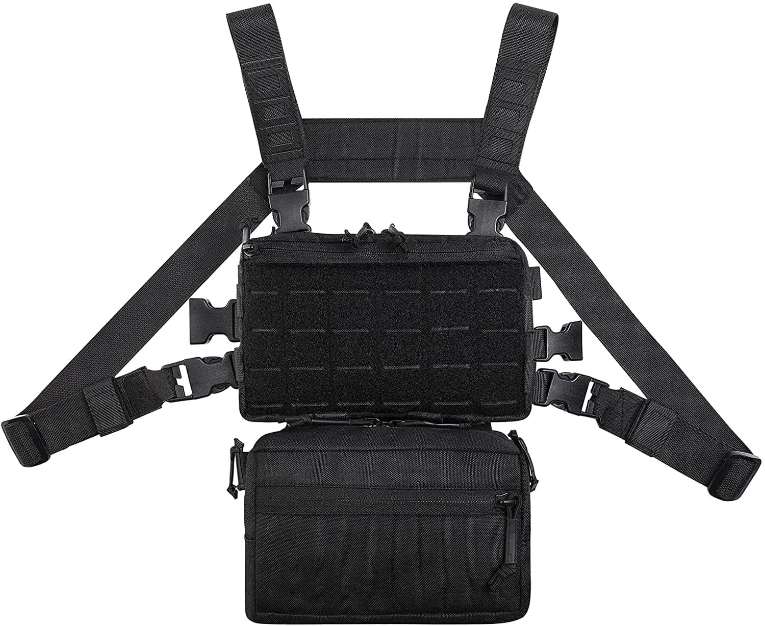 Modular Tactical Chest Rig and Sub Abdominal Pouch Set for Enhanced Gear Carrying