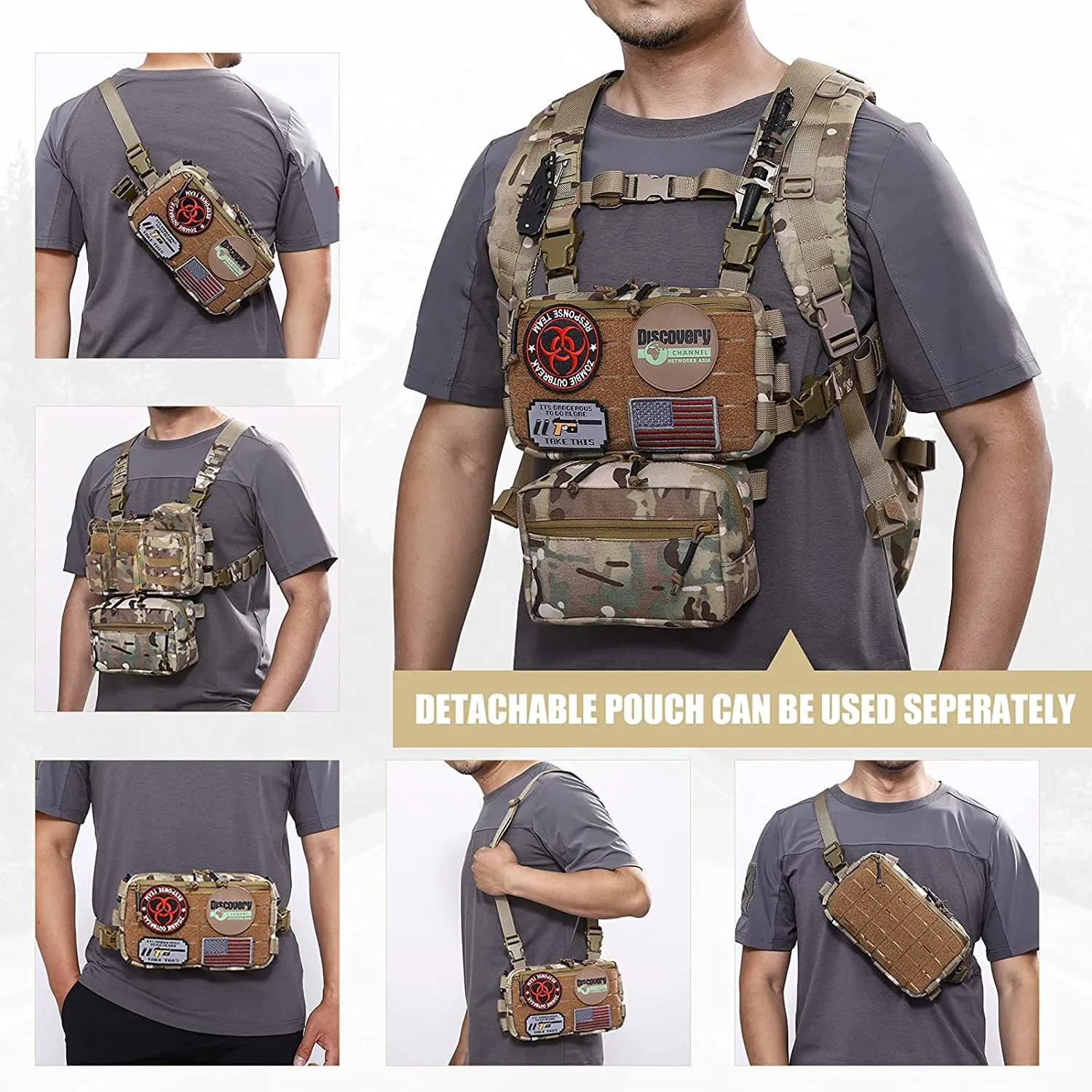 Modular Tactical Chest Rig and Sub Abdominal Pouch Set for Enhanced Gear Carrying