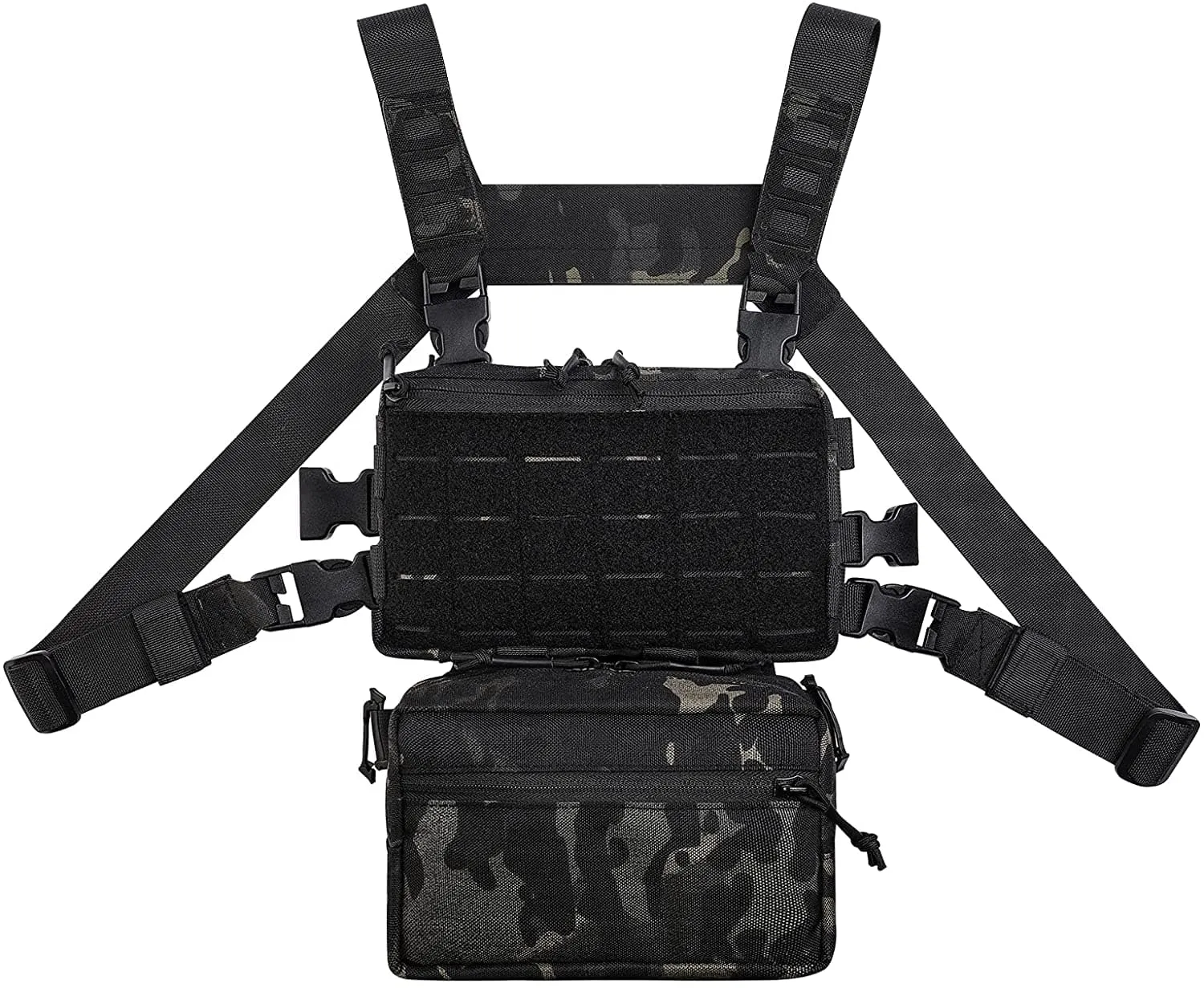 Modular Tactical Chest Rig and Sub Abdominal Pouch Set for Enhanced Gear Carrying