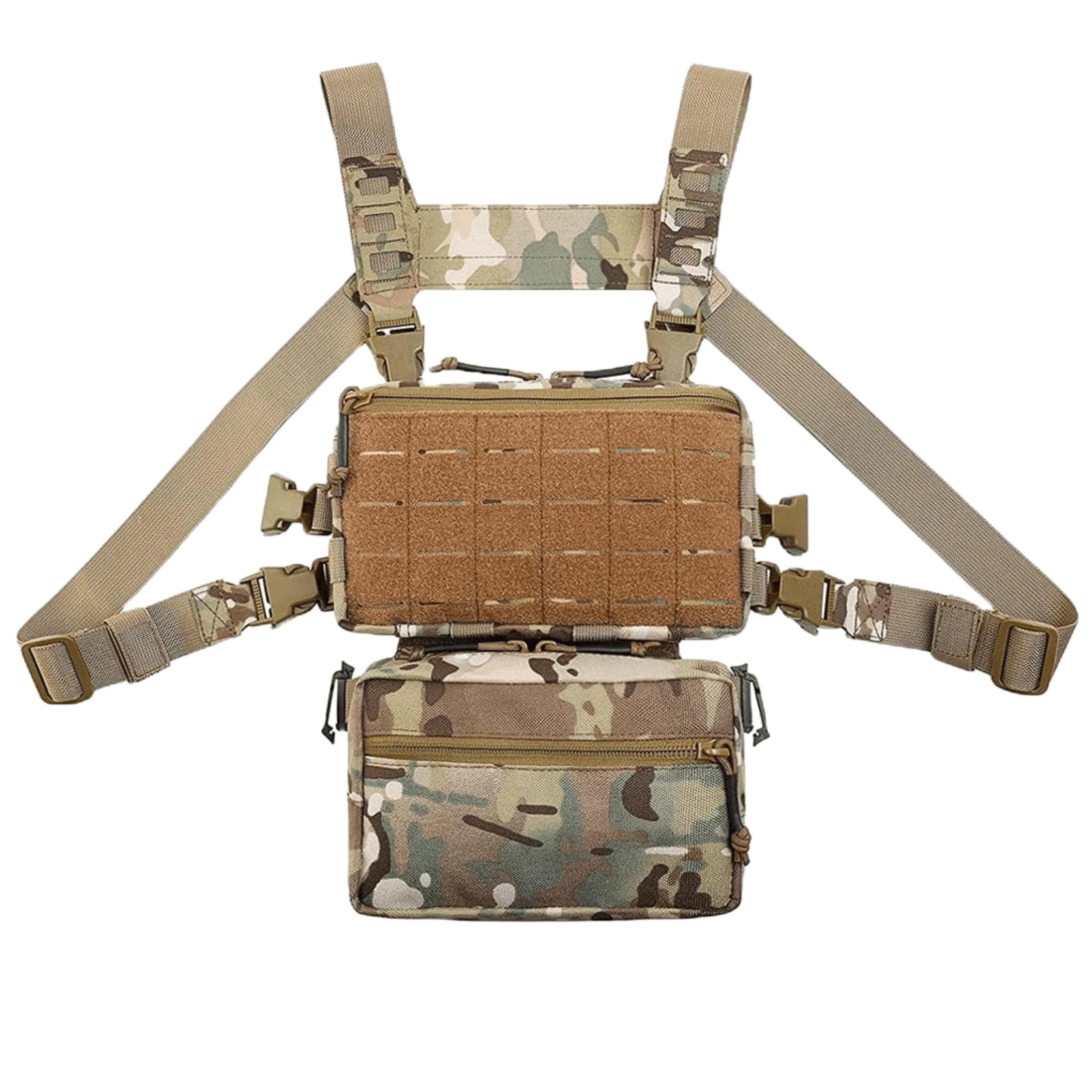 Modular Tactical Chest Rig and Sub Abdominal Pouch Set for Enhanced Gear Carrying