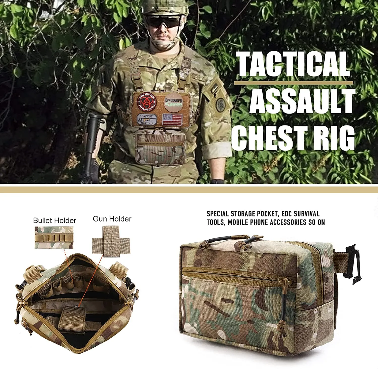 Modular Tactical Chest Rig and Sub Abdominal Pouch Set for Enhanced Gear Carrying