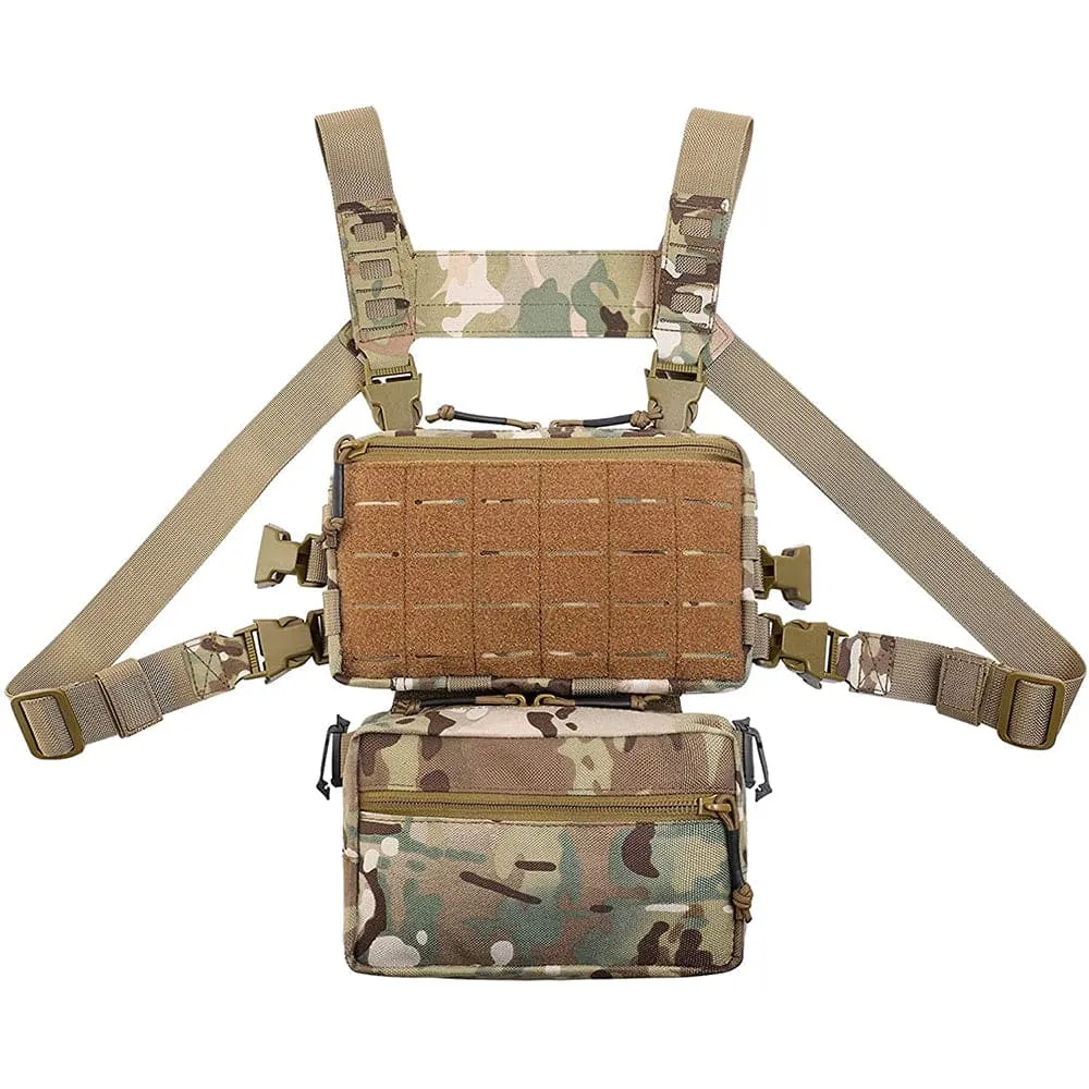 Modular Tactical Chest Rig and Sub Abdominal Pouch Set for Enhanced Gear Carrying