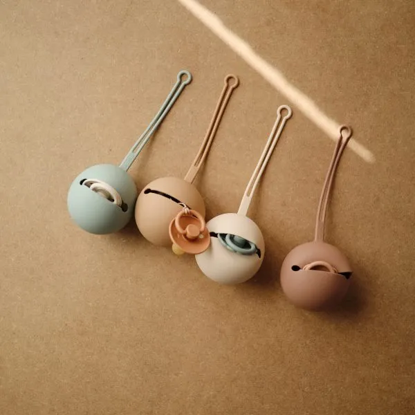 mushie Silicone Pacifier Holder Case - Stone