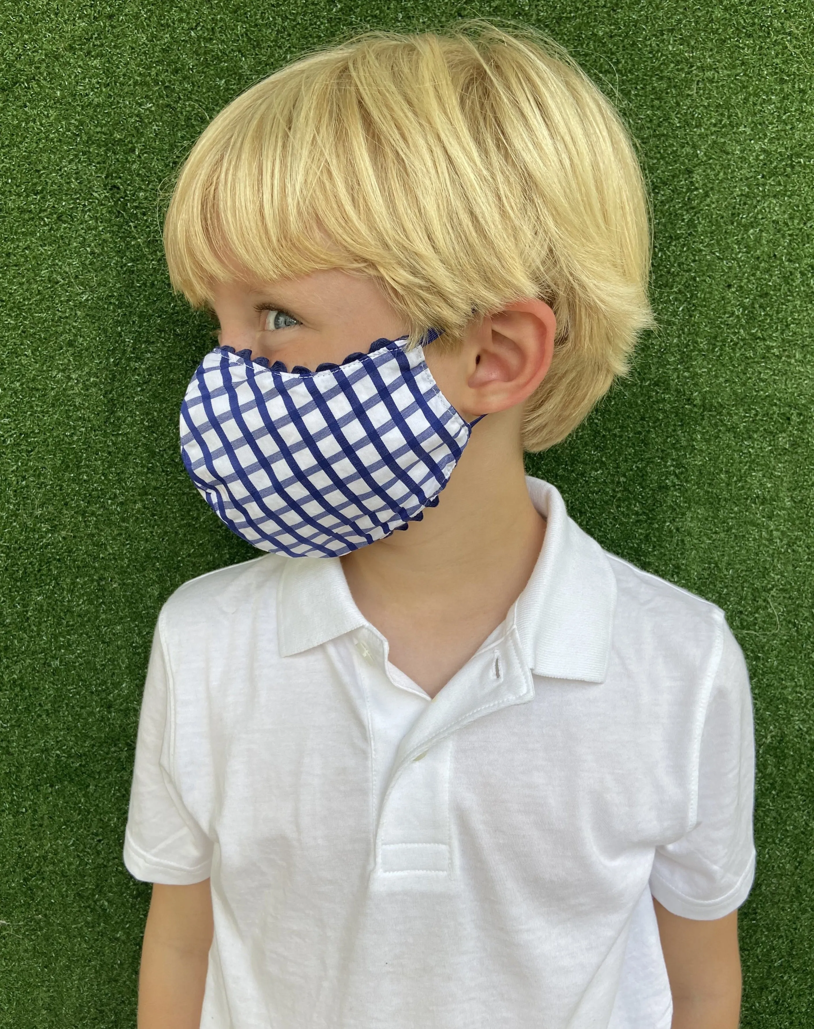 Navy Windowpane with Rickrack