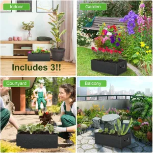 New ANGELIOX 3 Pack 8 Gallon Grow Bags, 300G Thickened Nonwoven Fabric Garden Bed,30L Square Flower Planter Pots Containers with Handles for Potato Onion Carrot Taro Radish, Fruit,Flowers(50x30x20cm)