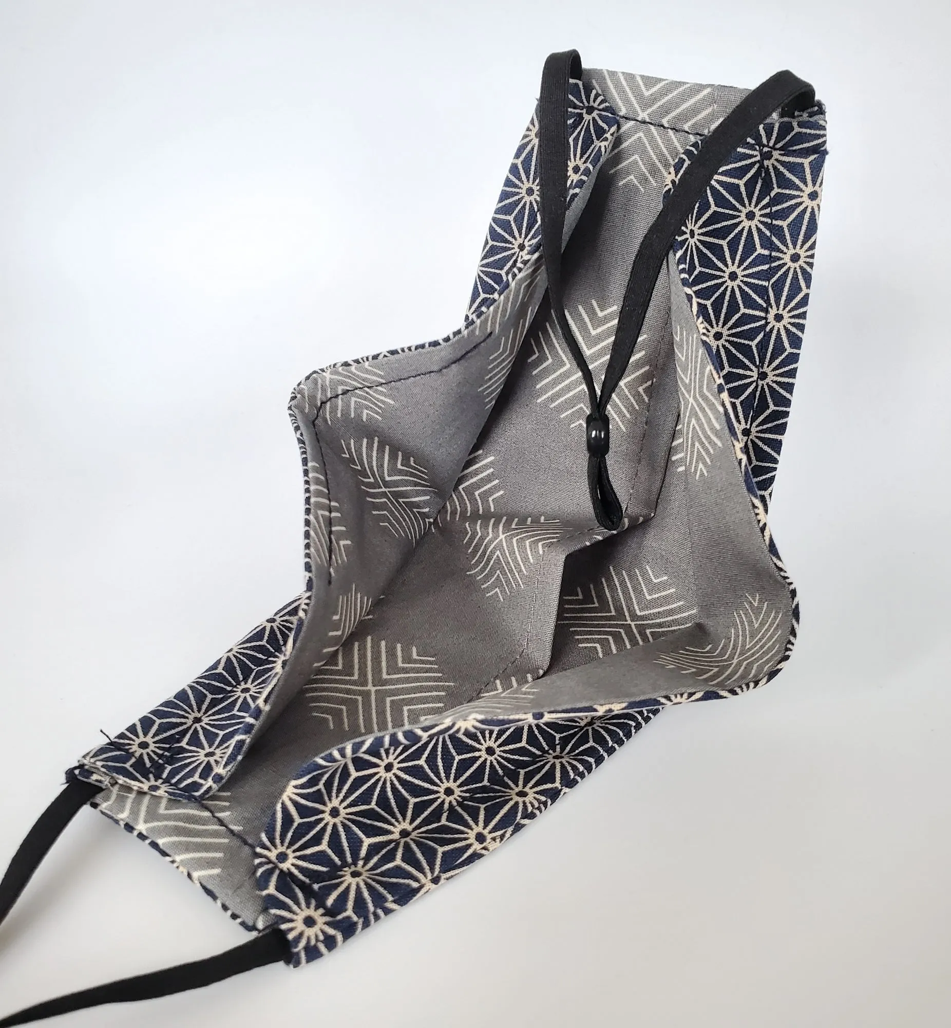 Origami 3D Mask - Japanese Asanoha Star in Blue/Beige