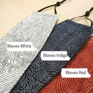 Origami 3D Mask - Japanese Dotted Waves Indigo - Red - Ivory