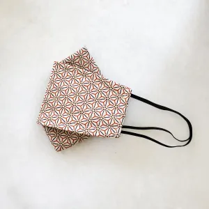 Origami Mask - Japanese Asanoha Star in Beige/Red and Blue