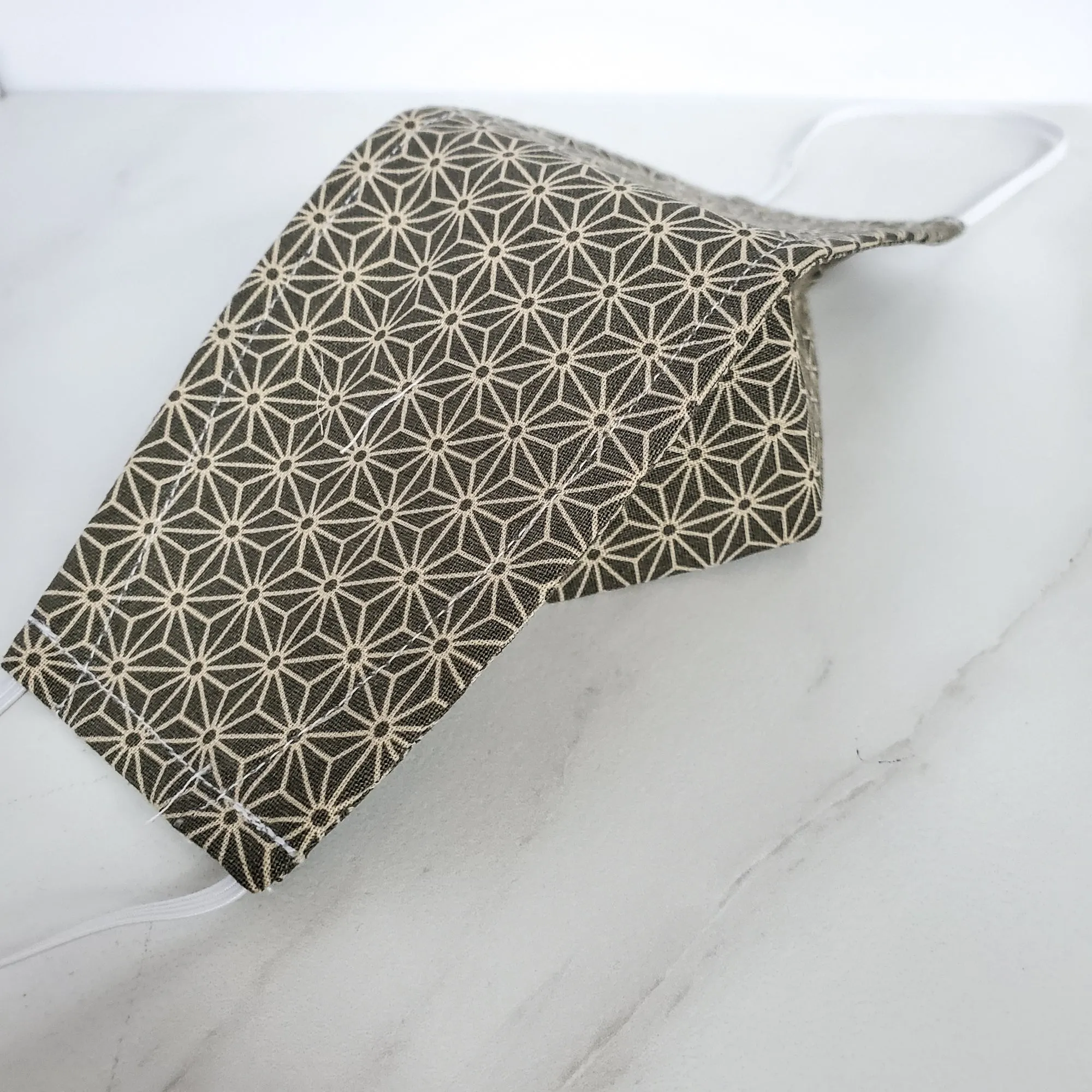 Origami Mask - Japanese Asanoha Star in Olive Green