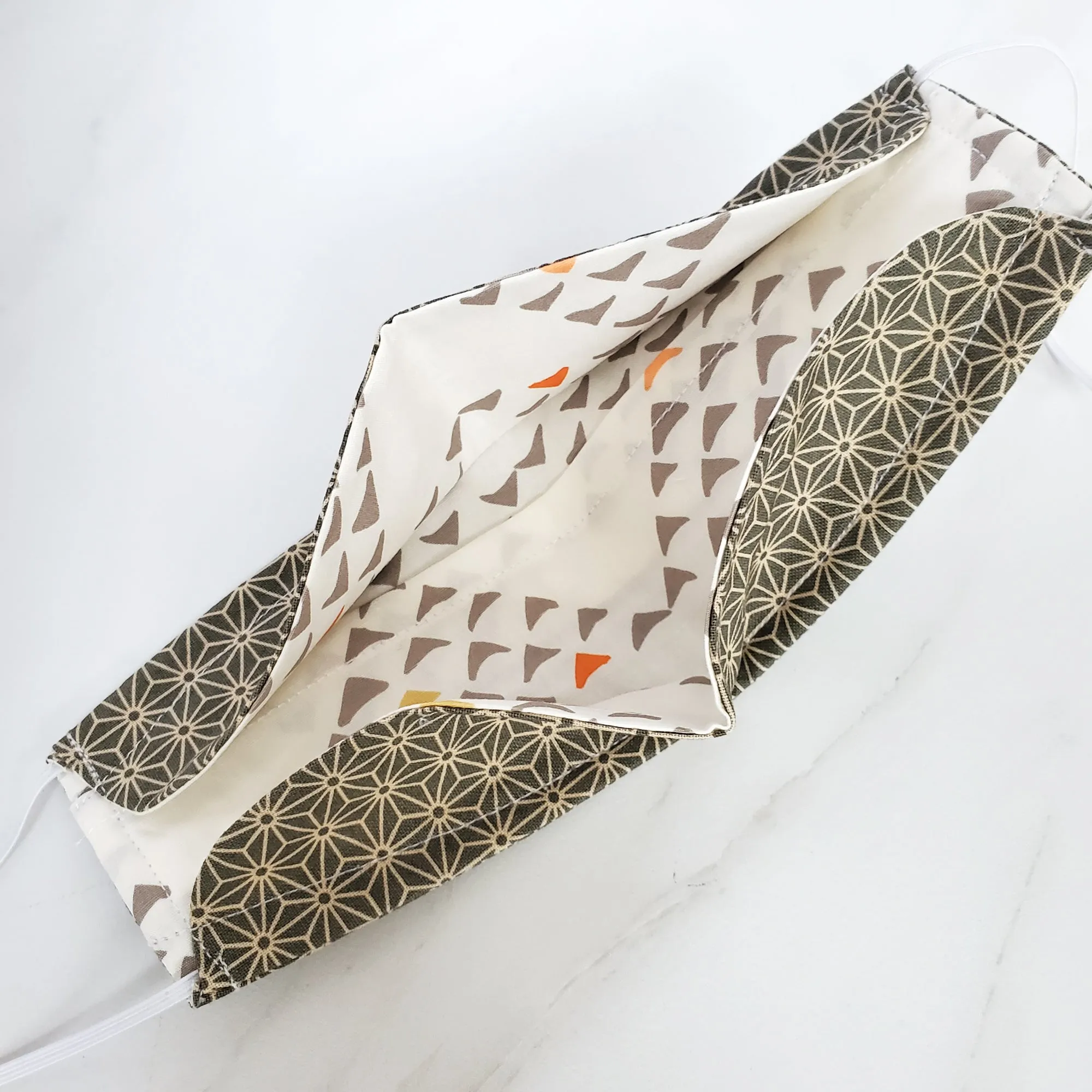 Origami Mask - Japanese Asanoha Star in Olive Green
