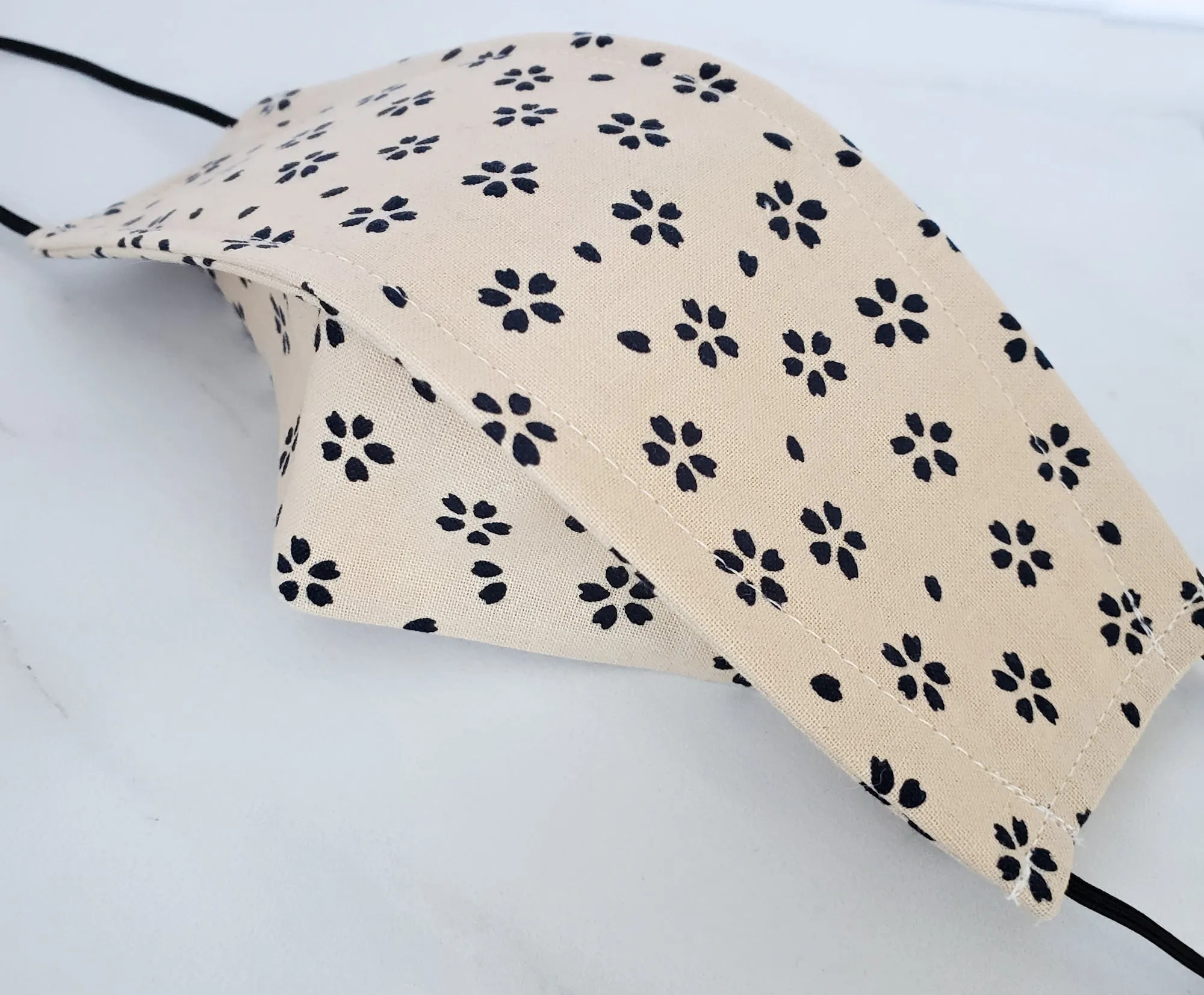 Origami Mask - Japanese Black Petals / Natural