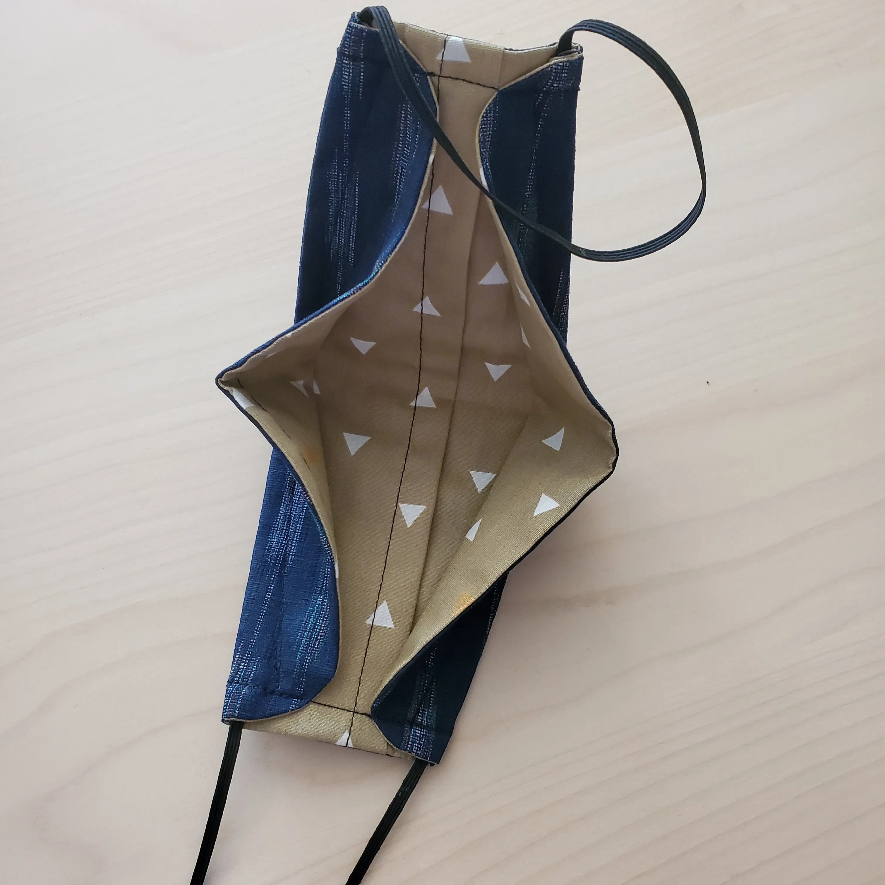 Origami Mask - Japanese Dobby Arrows Indigo Blue