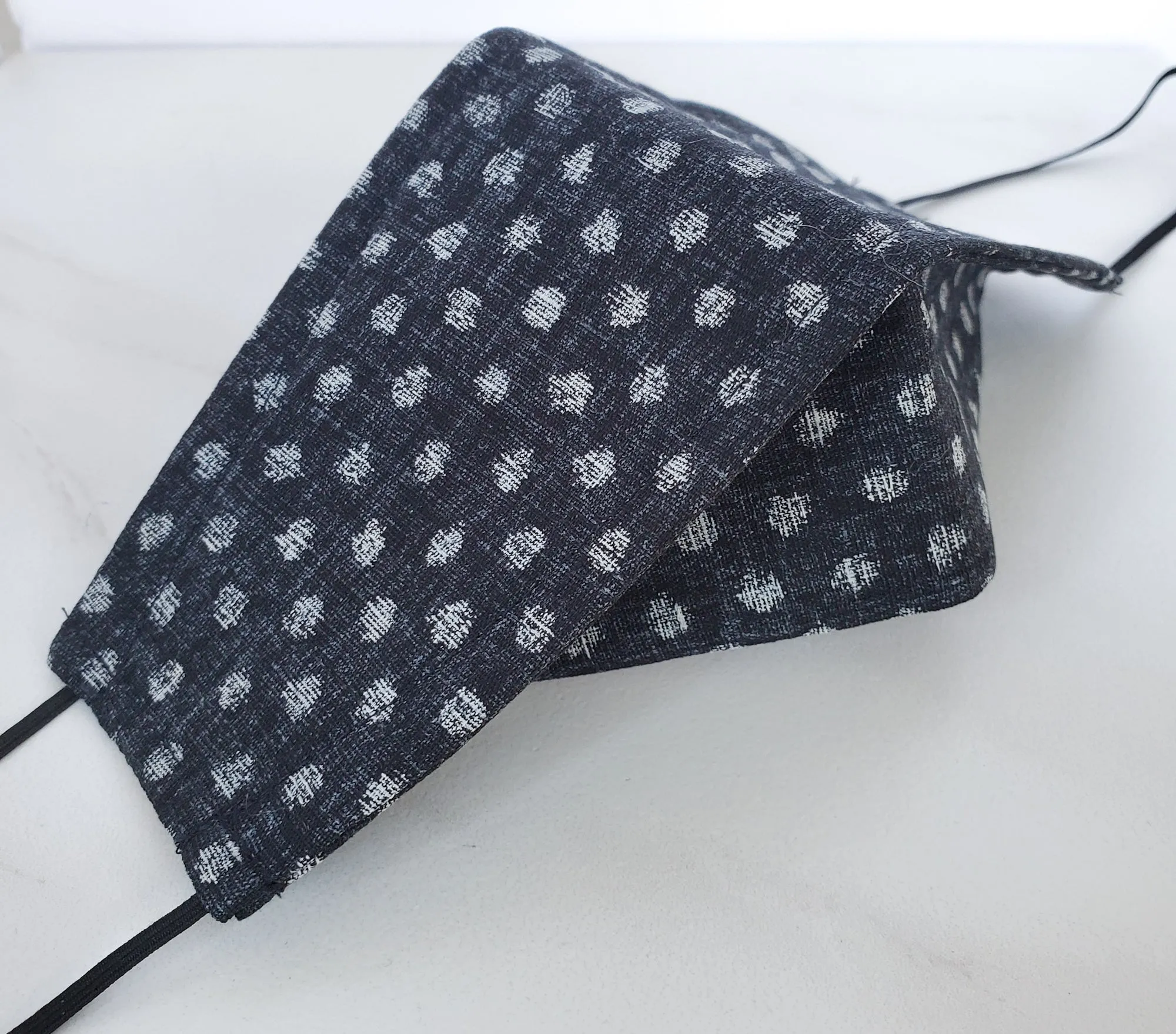 Origami Mask - Japanese Dobby Dots in Almost Black