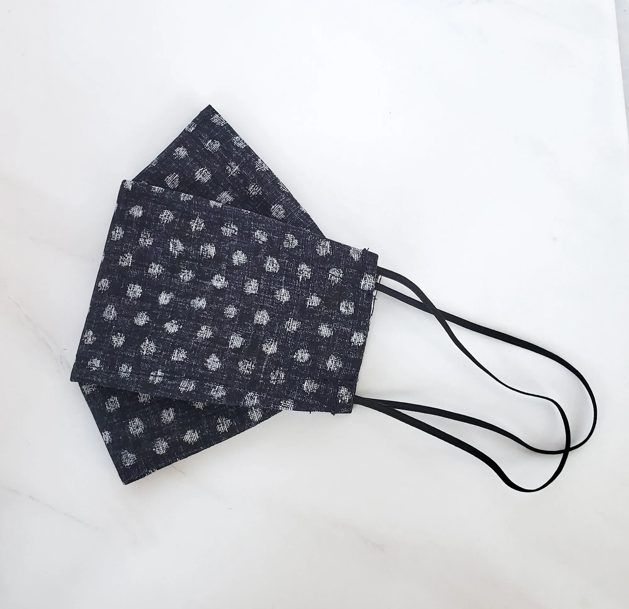 Origami Mask - Japanese Dobby Dots in Almost Black