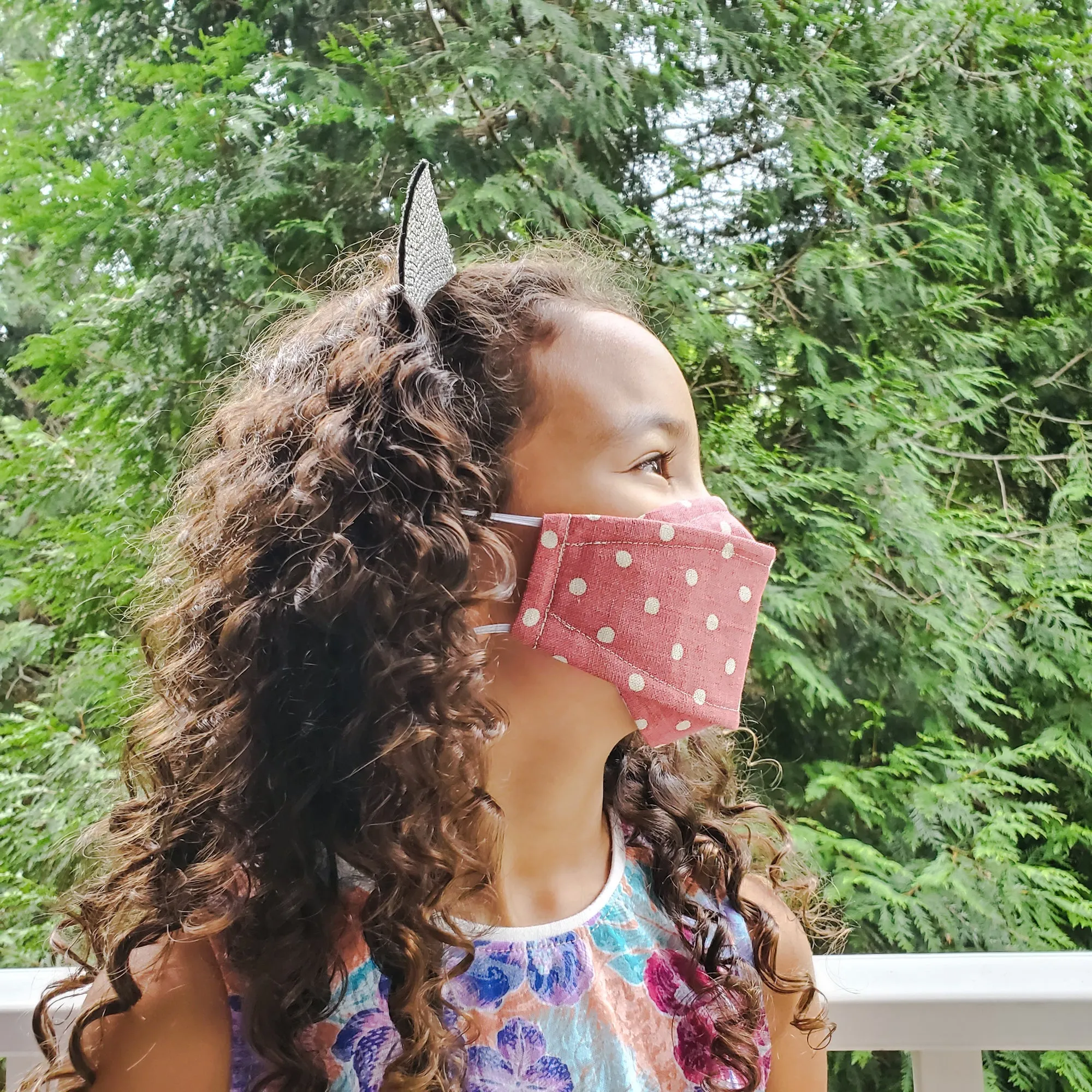 Origami Mask - Japanese Dobby Dots Rose