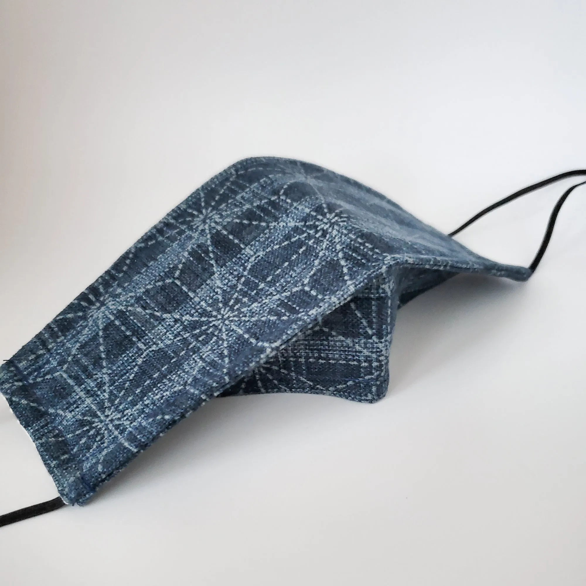 Origami Mask - Japanese Large Asanoha Star in Blue