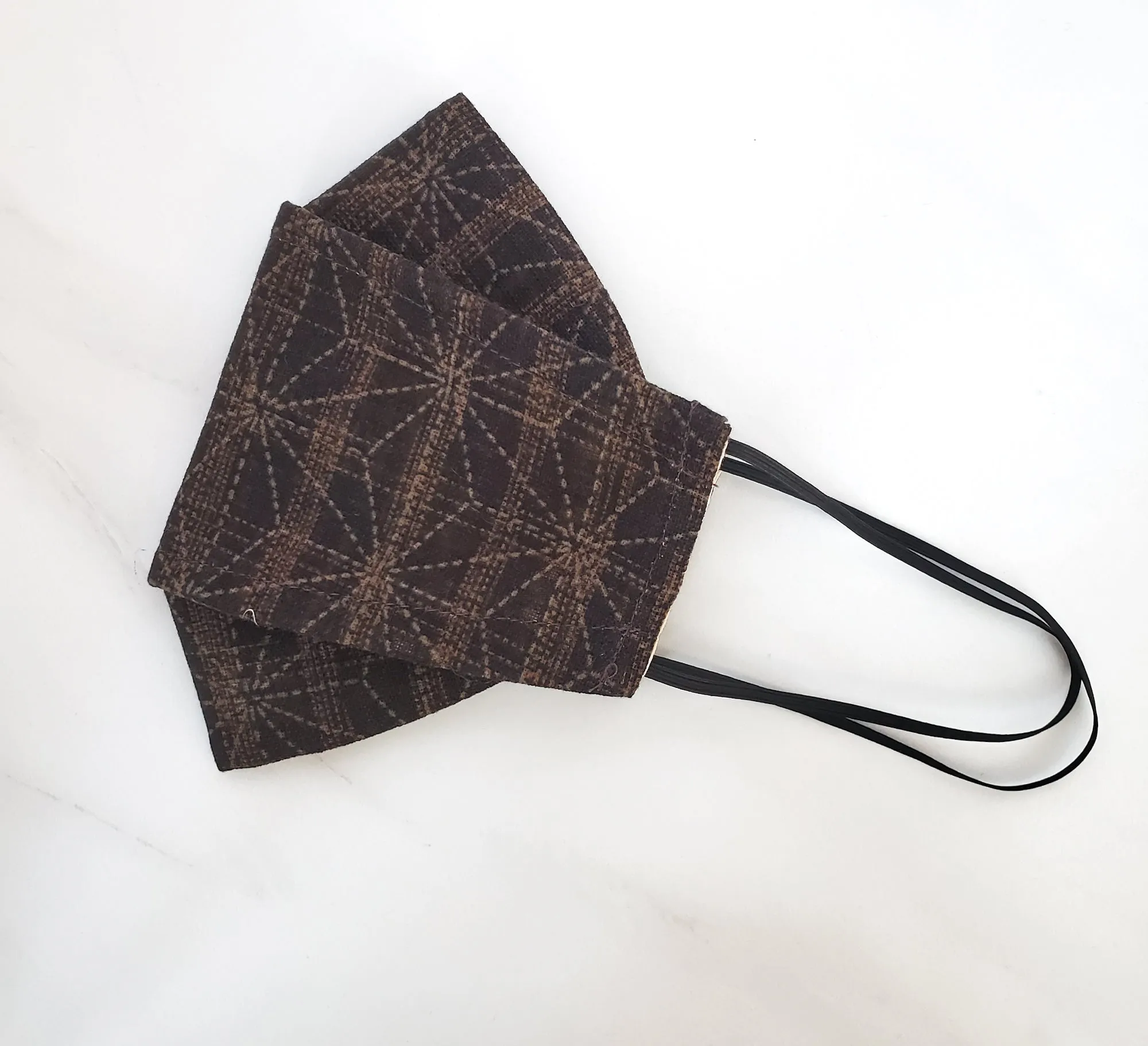 Origami Mask - Japanese Large Asanoha Star in Brown