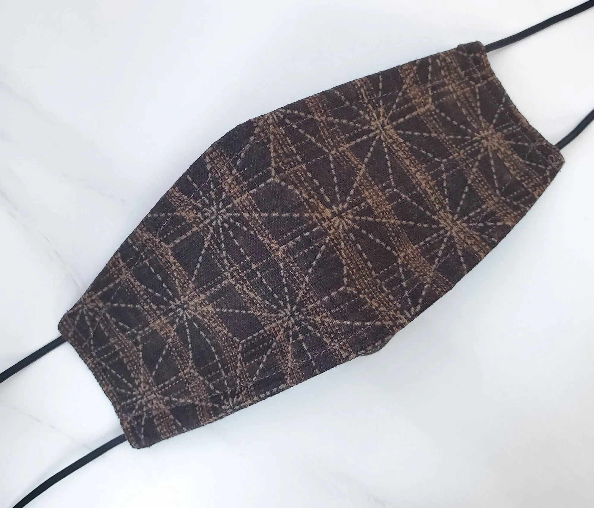Origami Mask - Japanese Large Asanoha Star in Brown