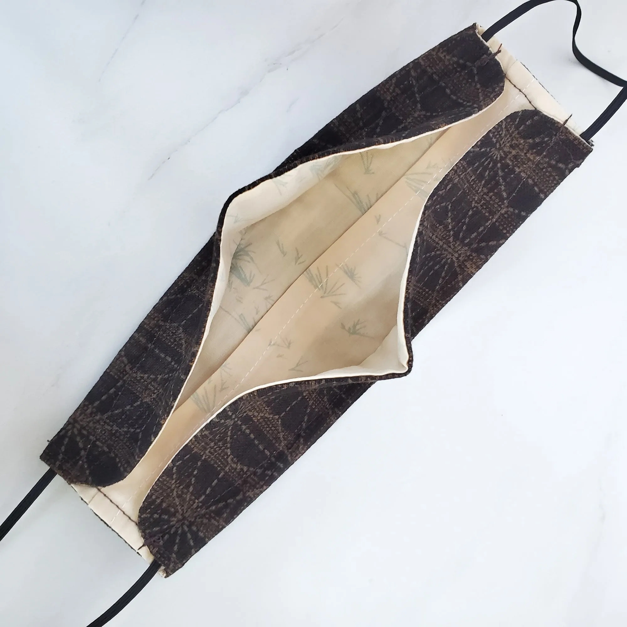 Origami Mask - Japanese Large Asanoha Star in Brown